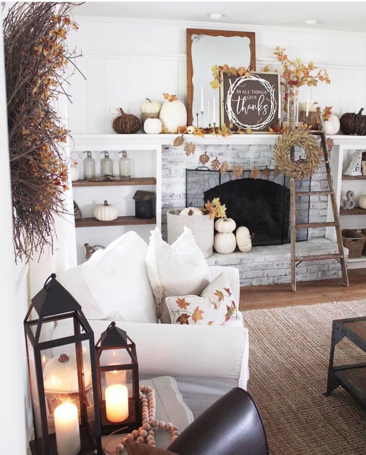 Fall mantle styling guide by the dotted bow how to decorate the perfect neutral fall farmhouse mantlescape