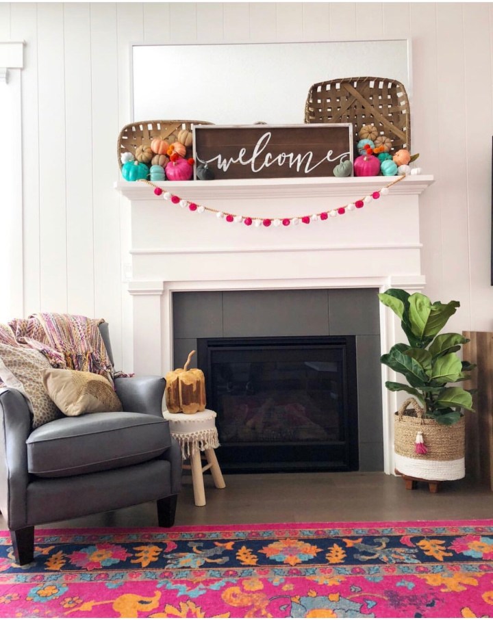 Fall mantle styling guide by the dotted bow how to decorate the perfect fall colorful boho mantlescape