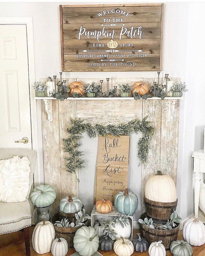Fall mantle styling guide by the dotted bow how to decorate the perfect fall farmhouse faux mantlescape