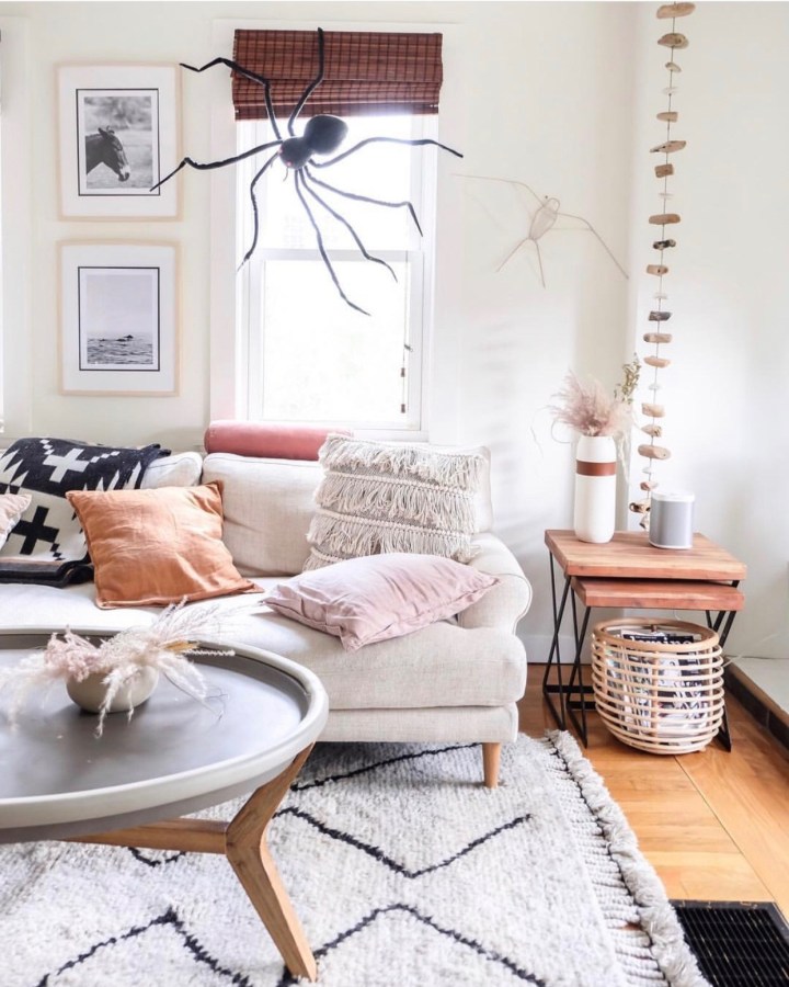 Halloween decor trends flying paper bats Halloween mantle Spiders