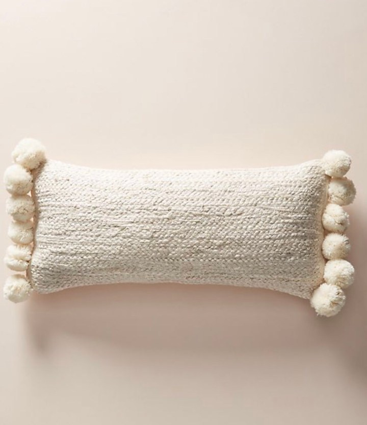 Pommed jute pillow neutral pillow Pom Pom pillow