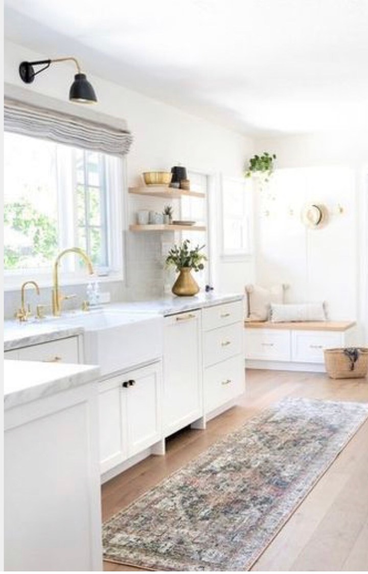 Modern kitchen white kitchen vintage rug kitchen