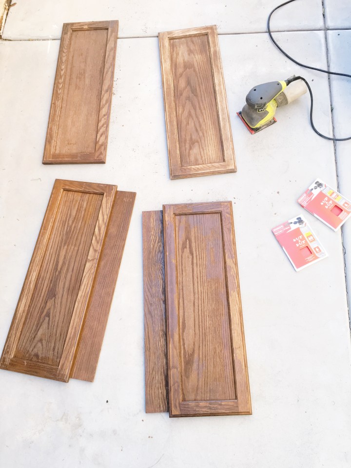 DIY bathroom makeover bathroom cabinets how to lighten cabinets how to strip wood how to bleach wood