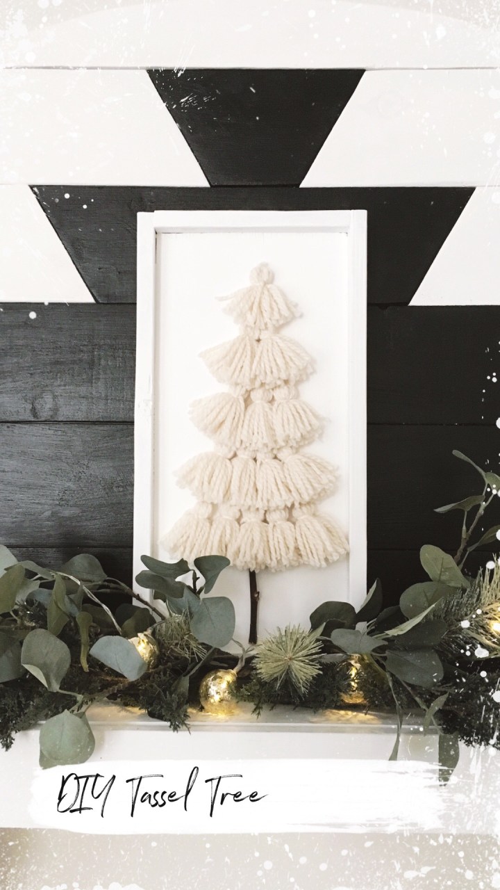 DIY Yarn Tassel Christmas Tree Wood Sign Handmade Christmas DIY Christmas