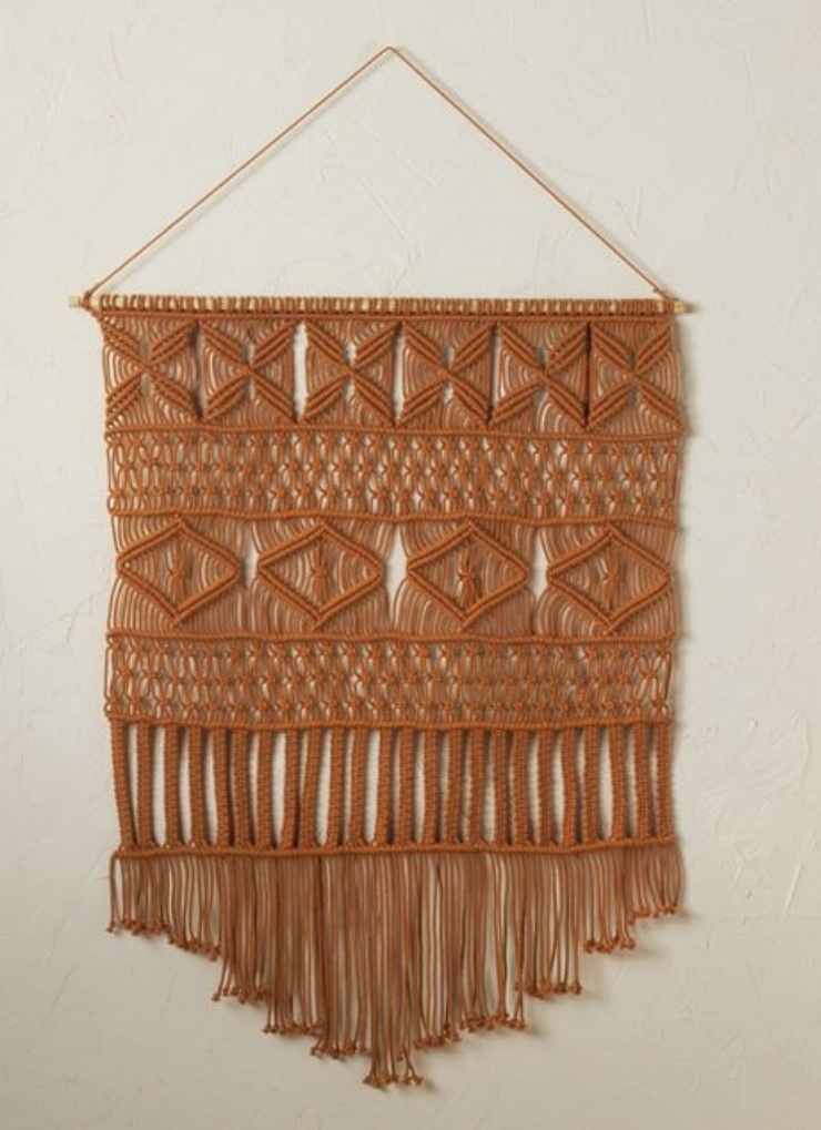 Desert aesthetic macrame wall hanging rust wall decor orange wall decor fiber art