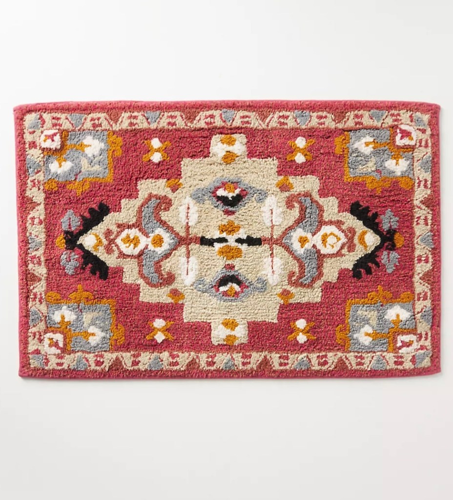 Tufted bath Mat rust gold black tan bathroom boho bathroom