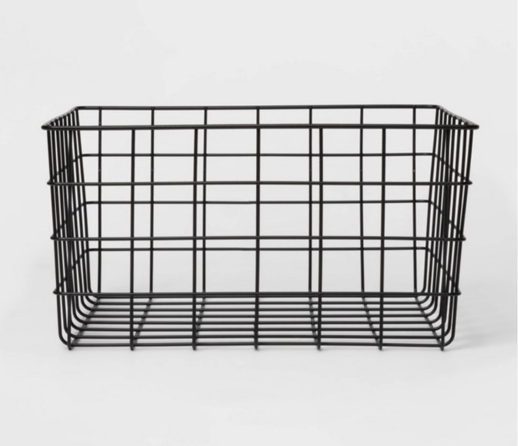 Black wire storage basket bathroom storage bathroom organization